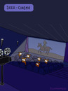 Cartoon: CINEMA (small) by Frank Zimmermann tagged cinema reh kino deer projector dark dancing wolves eyes augen cartoon