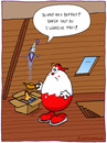 Cartoon: Dachbodenfund (small) by Frank Zimmermann tagged dachboden ei flaschengeist lampe speicher treppe wünsche ü überrschungsei