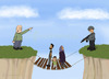 Cartoon: IN BETWEEN-zwischen den Fronten (small) by Frank Zimmermann tagged between,front,refugee,refugees,syria,flüchtlinge,krise,soldat,gewehr,gun,bridge,nazi,soldier,war,family