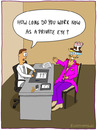 Cartoon: JOB INTERVIEW (small) by Frank Zimmermann tagged job interview private detective gumshoe cartoon toon pink phone eye kuli stempel telefon büro stuhl hut euter