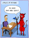 Cartoon: LACK OF IDEAS (small) by Frank Zimmermann tagged lack,of,ideas,devil,desk,lamp,write,cartoon,office