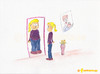 Cartoon: Mirror View (small) by Frank Zimmermann tagged mirror,view,blick,in,den,spiegel,mädchen,magersucht,anorexia,traurig,weinen,vase