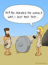 Cartoon: POST (small) by Frank Zimmermann tagged post,iphone,phone,stone,age,fur,cave,cartoon,cavemen,man,woman,wife,stunned,wheel,dress,mann,frau,steinzeit,rad,pelz,keil,faustkeil,höhle