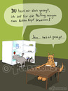 Cartoon: Prüfung (small) by Frank Zimmermann tagged prüfung,cartoon,schule,ronnie,nick,känguru,kangaroo,raccoon,waschbär,fcartoons,kühlschrank,küche,kitchen,fridge,couple,tisch,stuhl,kopf,müde