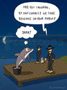 Cartoon: REVENGE (small) by Frank Zimmermann tagged revenge cement dolphin family harbor jetty landing mafia port stage bootssteg cartoon delfin delphin dunkel mond nacht rache sonnenbrille steg zement