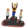 Cartoon: SIEGERPODEST (small) by Frank Zimmermann tagged siegerpodest,gewinnen,winner,win,podest,kranz,treppchen,gewinner,lachen,jubeln
