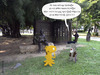 Cartoon: the little Alien - lifetip (small) by Frank Zimmermann tagged the little alien lifetip read book cartoon code denkmal grau mann sprache tipp wiese language master memorial park yellow monument