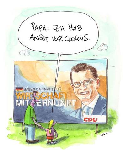 Cartoon: Clown (medium) by OL tagged angst,guttenberg,cdu,clown,blender,fake
