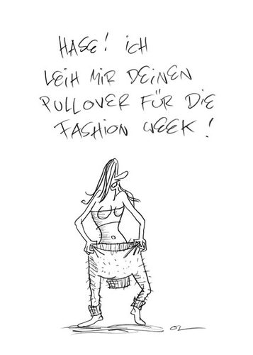 Cartoon: Fashion Week 2011 (medium) by OL tagged pullover,fashion,week,berlin,mode,haute,model,frau,mann,couture