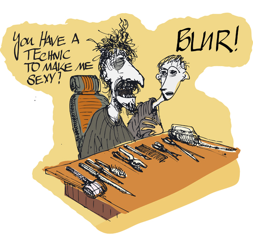 Cartoon: BLUR (medium) by ali tagged blur,beauty,geräte,technik,gerätschaften,sexy,schön,operation,haare,friseur,frisur,häßlich,schere,beauty