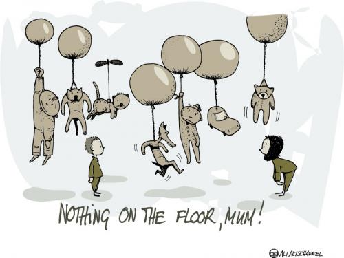 Cartoon: SOAR (medium) by ali tagged child,mom,clean,flor,baloon