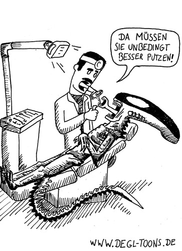 Cartoon: Alien beim Zahnarzt (medium) by DEGL-TOONS tagged alien,zahnarzt,aliens,karies