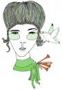 Cartoon: Hum (small) by BonnieRue tagged girl,hummingbird,bird,green,big,hair,animal,creature