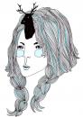 Cartoon: Oh Deer (small) by BonnieRue tagged girl deer blue black big hair animal creature