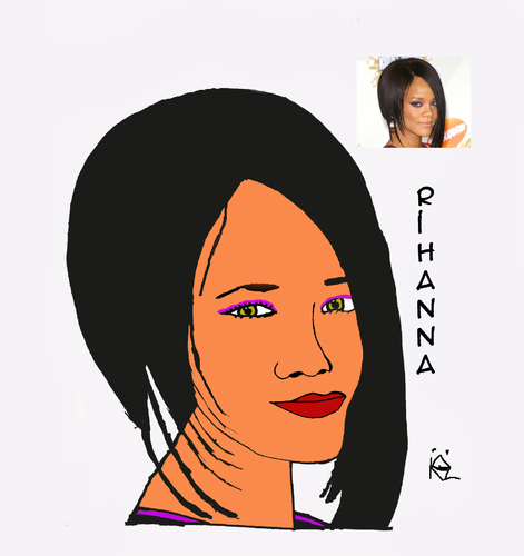 Cartoon: portre (medium) by keziban tagged rihanna