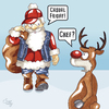 Cartoon: Casual friday (small) by Suley tagged weihnachten,xmas,nikolaus,weihnachtsmann,santa,claus,heilig,abend,christfest,tannenbaum,weihnachtsbaum,christkind,jesus,geburt,knecht,ruprecht,rentier,elch,klamotten,mütze,suley