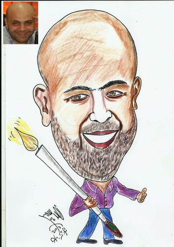 Cartoon: ARTIST TAMER YOUSSEF (medium) by AHMEDSAMIRFARID tagged tamer,youssef,ahmed,samir,farid,caricature,cartoon,birthday,egypt
