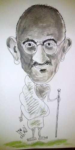 Cartoon: ghandi (medium) by AHMEDSAMIRFARID tagged ahmed,samir,farid,ghandi