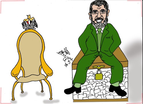 Cartoon: LEGITIMACY (medium) by AHMEDSAMIRFARID tagged morsy,morsi,egypt,cartoon,caricature,ahmed,samir,farid,revolution,army
