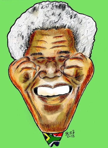 Cartoon: mandela (medium) by AHMEDSAMIRFARID tagged nelson,mandela,ahmed,samir,farid,ahmedsamirfarid,south,africa,anniversary