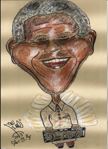 Cartoon: NELSON MANDELA (medium) by AHMEDSAMIRFARID tagged nilson,nelson,mandela,farewell,ahmed,samir,farid,cartoon,caricature