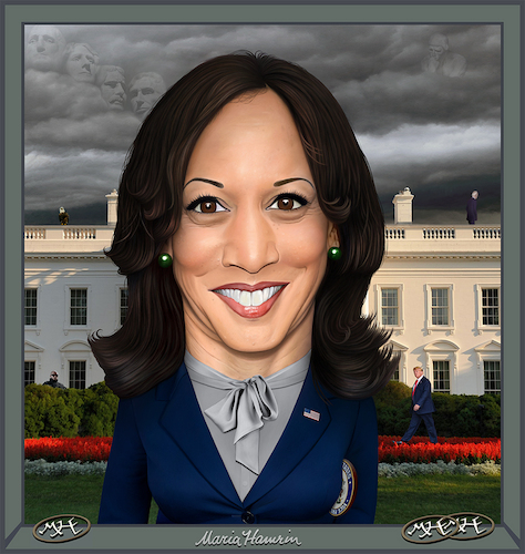 Cartoon: Kamala Harris. (medium) by Maria Hamrin tagged caricature,politican,democratic,biden,obama,trump,pence