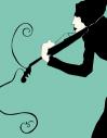 Cartoon: Viola Girl (small) by Octavine Illustration tagged music indie rock viola violin strings girl woman art deco nouveau green black