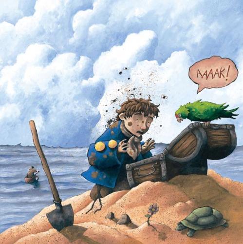 Cartoon: found treasure (medium) by orchard tagged pirates,parrots,treasure,gouache