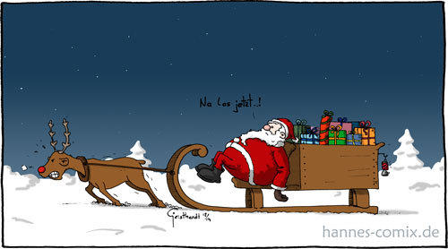 Cartoon: dicke Weihnachten (medium) by Hannes tagged weihnachten,xmas,weihnachtsmann,schlitten,winter,rentier,rudolph,geschenke