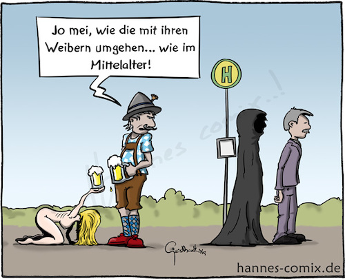 Cartoon: Frauenbild (medium) by Hannes tagged weltfrauentag,gleichberechtigung,männer,frauen,gesellschaft,worldwomensday,equality,equalrights,men,women,social,mittelalter,middleages,kirche,religion,frauenbild,erziehung