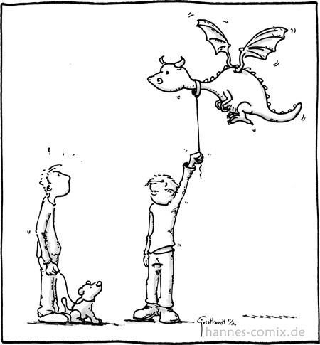 Cartoon: Gassigehen (medium) by Hannes tagged hund,gassigehen,drachen,gassi