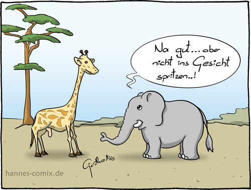 Cartoon: Rüssel (medium) by Hannes tagged elefant,giraffe,rüssel,blasen,tierwelt