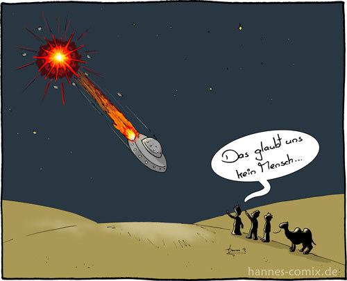 Cartoon: Stern von Betlehem (medium) by Hannes tagged weihnachten,xmas,stern,betlehem,drei,könige,geburt,jesus,ufo,ausserirdische