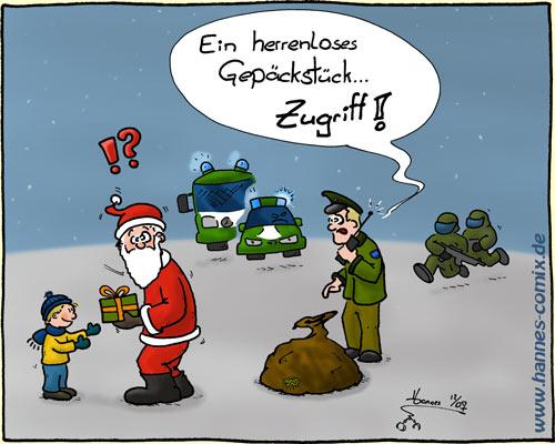 Cartoon: Zugriff (medium) by Hannes tagged nikolaus,polizei,kinder,weihnachten,gepäck,zugriff,terror