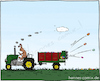 Cartoon: Eierwerfer (small) by Hannes tagged ostern,easter,paques,ostereier,eastereggs,osterhase,easterbunny,hase,bunny,traktor,tractor,landwirtschaft,landwirt,agriculture,farmer,eier,eggs,miststreuer,muckspreader