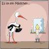 Cartoon: Es ist ein Mädchen... (small) by Hannes tagged nachwuchs,storch,baby,mädchen,spät