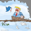 Cartoon: Kuckuck (small) by Hannes tagged trump,twitter,presse,press,conference,zeitung,newspaper,pressekonferenz,kuckuck,cuckoo,heuldoch