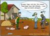 Cartoon: neuer Nachbar (small) by Hannes tagged land bauer bauernhof nachbar anwalt luft gasmaske kuhstall mist schwein