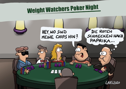 Cartoon: Chips (medium) by LAHS tagged poker,chips,weight,watchers,abnehmen,aufessen
