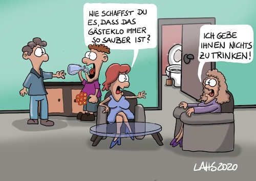 Cartoon: Gäste-WC (medium) by LAHS tagged party,haus,gäste,klo,sauber,trinken,gastgeber,hygiene