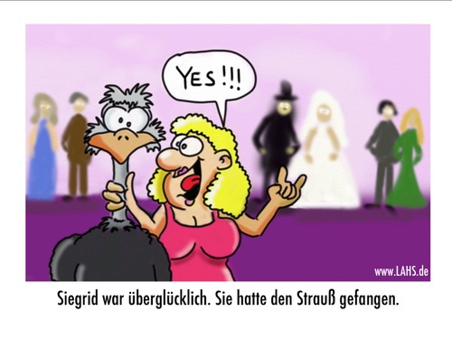 Cartoon: Strauss (medium) by LAHS tagged strauss,hochzeit,fangen,braut,strauß,wedding,tradition,ritual
