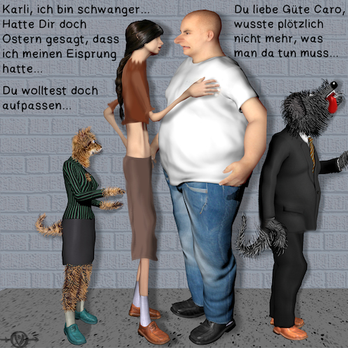 Cartoon: Caro und Karli 3 (medium) by PuzzleVisions tagged puzzlevisions,karli,caro,friend,freundin,lucky,annie,schwanger,pregnant,error,fehler