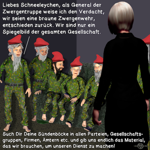 Cartoon: Die letzten Worte eines Generals (medium) by PuzzleVisions tagged puzzlevisions,bundeswehr,armed,forces,germany,von,der,leyen,deutschland,sieben,zwerge,seven,dwarfs,gemeral