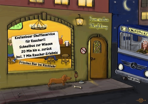 Cartoon: Oktoberfest II (medium) by PuzzleVisions tagged beer,beerfestival,munich,nonsmoker,pub,smoker,smoking,bayern,bier,kneipe,münchen,nichtraucher,oktoberfest,raucher,rauchverbot