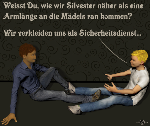 Cartoon: Silvester (medium) by PuzzleVisions tagged grabscher,polizei,kraft,armlänge,planung,gegenseite,silvester,puzzlevisions