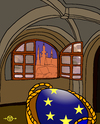 Cartoon: Prager Fruehlingserwachen (small) by PuzzleVisions tagged prag,fruehlingserwachen,frühling,prague,spring,wakeup,quo,vadis,puzzlevisions,hrad,hradshin,zeman,castle,euro,europa,europe