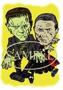 Cartoon: Karloff and Lugosi (small) by Marty Street tagged frankenstein dracula