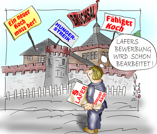 Cartoon: Möglicher neuer Bruchsalkoch (medium) by Leopold tagged finanzministerium,staatsanwaltschaft,steuer,steuerfandung,gefängnis,bruchsal,koch,lafer