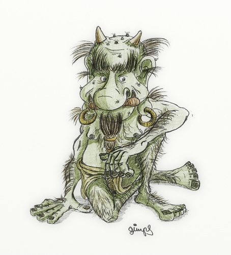 Cartoon: The little green devil (medium) by gimpl tagged devil,relax