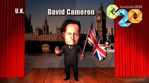 Cartoon: David Cameron (medium) by TwoEyeHead tagged g20,david,cameron,uk,brisbane,australia
